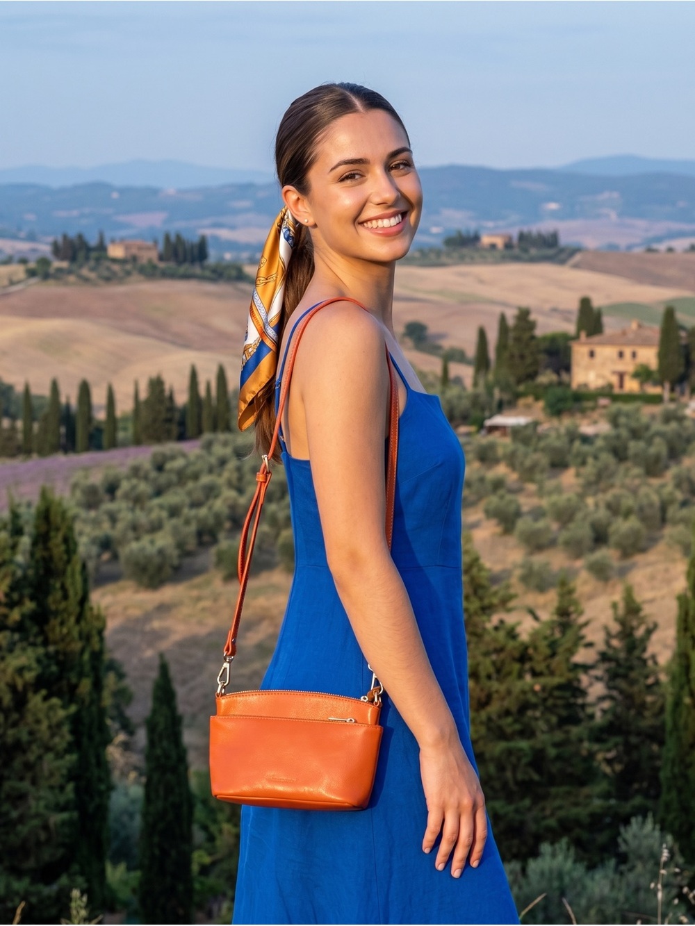 Divina Firenze Triple-Zip Leather Crossbody & Shoulder Bag • Made in Italy